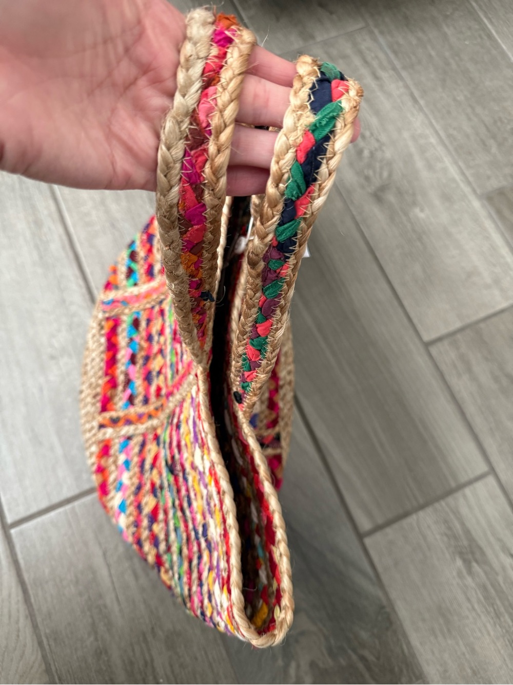 Shiraleah Colorful Striped Braided Jute Raffia Summer Vacation Tote NWT - Picture 6 of 7